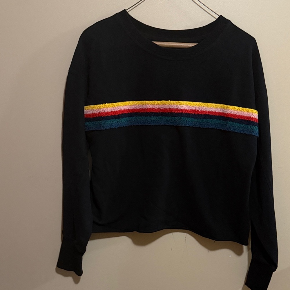 Sundays Black Top with Multicolor Stripe